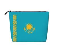 Borsa per il trucco in canapa finta stampata con bandiera del Perù, organizer da viaggio per articoli da toeletta, per riporre tutti i giorni, essenziale per viaggi di lavoro, Bandiera del Kazakistan