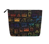 Borsa per il trucco in canapa finta stampata con cavalli che corrono, organizer da viaggio per articoli da toeletta, conservazione giornaliera, essenziale per viaggi di lavoro, Gioco Video Gaming