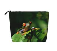 Borsa per il trucco in canapa finta stampata con fiori rossi, organizer da viaggio per articoli da toeletta per riporre tutti i giorni, essenziale per viaggi di lavoro, Albero della rana della pace