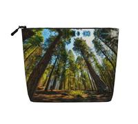 Borsa per il trucco in canapa finta stampata con fiori rossi, organizer da viaggio per articoli da toeletta per riporre tutti i giorni, essenziale per viaggi di lavoro, Natura Cedro, Taglia unica