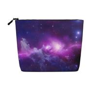 Borsa per il trucco in canapa finta stampata con fiori rossi, organizer da viaggio per articoli da toeletta per riporre tutti i giorni, essenziale per viaggi di lavoro, Galaxy viola e blu, Taglia