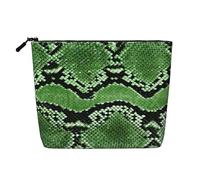 Borsa per il trucco in canapa finta stampata con girasole giallo - Organizer da viaggio per articoli da toeletta, conservazione giornaliera, essenziale per viaggi di lavoro, Pelle di Serpente Verde