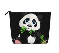 Borsa per il trucco in canapa finta stampata con gufo dagli occhi gialli, organizer per articoli da toeletta da viaggio, conservazione giornaliera, essenziale per viaggi di lavoro, Simpatico panda
