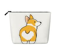 Borsa per il trucco in canapa finta stampata con libellule vintage - Organizer da viaggio per articoli da toeletta per riporre tutti i giorni, essenziale per viaggi di lavoro, Carino culo Corgi