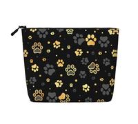 Borsa per il trucco in canapa finta stampata con libellule vintage - Organizer da viaggio per articoli da toeletta per riporre tutti i giorni, essenziale per viaggi di lavoro, Stampa zampa di cane