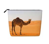 Borsa per il trucco in canapa finta stampata con libellule vintage - Organizer da viaggio per articoli da toeletta per riporre tutti i giorni, essenziale per viaggi di lavoro, Cammello di sabbia del