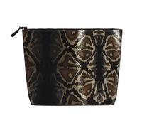 Borsa per il trucco in canapa finta stampata con musica scimmia, organizer da viaggio per articoli da toeletta, conservazione giornaliera, essenziale per viaggi di lavoro, Grande pelle di serpente