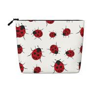 Borsa per il trucco in canapa finta stampata con polpo dorato, organizer da viaggio per articoli da toeletta, conservazione giornaliera, essenziale per viaggi di lavoro, Coccinella a sette stelle