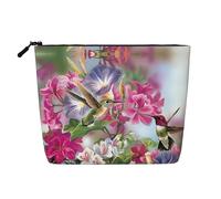 Borsa per il trucco in canapa finta stampata con polpo dorato, organizer da viaggio per articoli da toeletta, conservazione giornaliera, essenziale per viaggi di lavoro, Novità Colibrì, Taglia unica