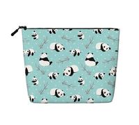 Borsa per il trucco in canapa finta stampata con scoiattolo, organizer da viaggio per articoli da toeletta per riporre tutti i giorni, essenziale per viaggi di lavoro, Panda Bear Cartoon, Taglia unica