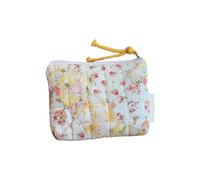 Borsa per il trucco in cotone trapuntato, portamonete con cerniera, bella stampa, organizer da viaggio, adatto per varie occasioni, borsa portaoggetti alla moda, Giallo, Bellezza di massa