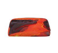 Borsa per il trucco in lava rossa per donna e uomo, borsa da viaggio per articoli da toeletta, astuccio grande per matite