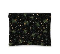 Borsa per il trucco in legno di pino, borsa da viaggio per cosmetici con motivo floreale nero per donne, piccola borsa portatile in tela con cerniera, borsa da toilette per la cura della, nero, 7x9