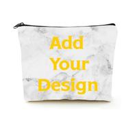 Borsa per il trucco in lino beige con testo con immagine e logo collega che lascia i regali, Beige, Taglia unica