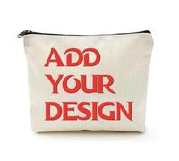 Borsa per il trucco in lino beige Your Design Here Regali di laurea per donne, Beige, Taglia unica