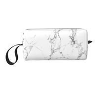 Borsa per il trucco in marmo bianco e nero resistente all'acqua organizer da viaggio per donne uomini arte geometrica custodia per cosmetici con cerniera piccola borsa portatile per attrezzi