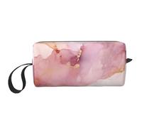 Borsa per il trucco in marmo rosa resistente all'acqua organizer per articoli da toeletta da viaggio per donne uomini linea astratta custodia cosmetica con cerniera piccola borsa portatile per