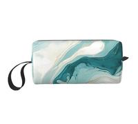 Borsa per il trucco in marmo turchese verde acqua, organizer da viaggio per articoli da toeletta per donne e uomini arte astratta custodia per cosmetici con cerniera piccola borsa portatile per