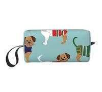 Borsa per il trucco in panno per cani resistente all'acqua organizer da viaggio per donne e uomini carino cucciolo cosmetico custodia con cerniera piccola borsa portatile per attrezzi