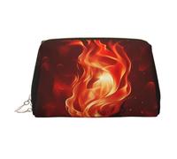 Borsa per il trucco in pelle a scacchi, borsa da viaggio di grande capacità, articoli da toeletta a doppio scopo e borsa per il trucco, Fiamma rossa., Taglia unica, Zaino per la scuola