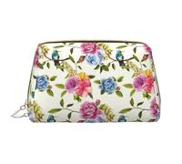 Borsa per il trucco in pelle, borsa per cosmetici con motivo colibrì con garofano, borsa da viaggio per donne, borsa per il trucco, organizer per trucchi di grande capacità, custodia per trucco carina