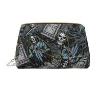 Borsa per il trucco in pelle, borsa per cosmetici con motivo di lapidi e mietitore, borsa da viaggio per donne, borsa per il trucco, organizer per trucchi di grande capacità, custodia per trucco