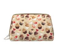 Borsa per il trucco in pelle, borsa per cosmetici con stampa di fragole e cupcake innamorati, borsa da viaggio per donne, borsa per il trucco, organizer per trucchi di grande capacità, custodia per
