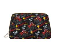 Borsa per il trucco in pelle, borsa per cosmetici Monster Truck, borsa da viaggio per donne, borsa per il trucco, organizer per trucchi di grande capacità, custodia per trucco carina