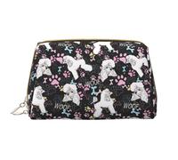 Borsa per il trucco in pelle, borsa per cosmetici multicolore con barboncino artistico da viaggio per donne, borsa per il trucco, organizer per trucchi di grande capacità, custodia per trucco carina