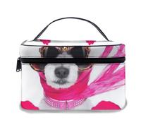 Borsa per il trucco in pelle, cane Diva chic, borse per il trucco portatili impermeabili