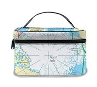 Borsa per il trucco in pelle, Circle Arctic Ocean Routes Map Ice Northwest Route Science Northern Passage Polar, Borse per il trucco portatili impermeabili