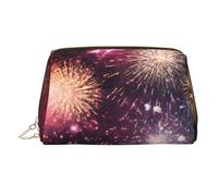 Borsa per il trucco in pelle colorata con fiori, borsa da viaggio di grande capacità, articoli da toeletta a doppio scopo e borsa per il trucco, Fuochi d'artificio di, Taglia unica, Zaino per la