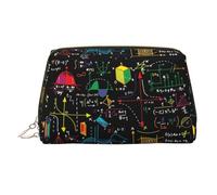 Borsa per il trucco in pelle colorata per l'aula di matematica, con equazioni matematiche, astuccio cosmetico leggero e portatile con cerniera, borse da viaggio per articoli da toilette.