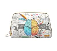 Borsa per il trucco in pelle con cerniera a mano umana del cervello umano Organizer Portafoglio grande capacità da viaggio borsa per il trucco, bianco, Taglia unica
