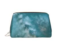Borsa per il trucco in pelle con cerniera e cielo stellato con stampa spaziale profonda borsa da toilette pochette da viaggio grande unisex