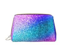 Borsa per il trucco in pelle con lustrini glitterati a pois con cerniera portatile organizer portafoglio grande capacità da viaggio borsa per il trucco articoli, bianco, Taglia unica