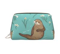 Borsa per il trucco in pelle con macchina da caffè espresso, borsa da viaggio di grande capacità, borsa per articoli da toeletta a doppio scopo e borsa, Lontra in amore, Taglia unica, Zaino per la