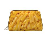 Borsa per il trucco in pelle con motivo formaggio e maccheroni, astuccio cosmetico leggero e portatile con cerniera, ideale per i viaggi.