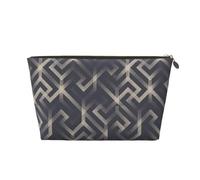 Borsa per il trucco in pelle con motivo geometrico a labirinto, borsa da viaggio per cosmetici da donna, borsa per trucco di grande capacità, organizer per trucco con cerniera
