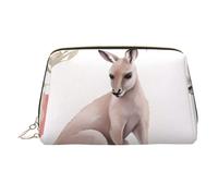 Borsa per il trucco in pelle con motivo leopardato, borsa da viaggio di grande capacità, articoli da toeletta a doppio scopo e borsa per, Funny Cartoon Kangaroo Zoo, Taglia unica, Zaino per la scuola