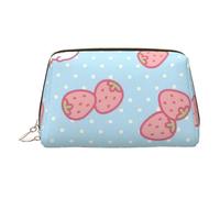 Borsa per il trucco in pelle con stampa di fragole con personaggio dei cartoni animati per le donne Borsa da toilette da viaggio per articoli da toeletta