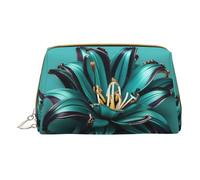 Borsa per il trucco in pelle con stampa hippies Tie Dye piccola borsa cosmetica da viaggio per le donne, organizer per cosmetici borsa per il trucco, Giglio verde acqua, One Size