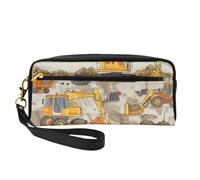 Borsa per il trucco in pelle con stampa leopardata, borsa da viaggio per articoli da toeletta in pelle PU per oggetti essenziali da viaggio, bagno, cosmetici, Camion da costruzione., One Size