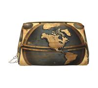 Borsa per il trucco in pelle con stampa mimetica digitale dell'esercito, piccola borsa per il trucco per la borsa cosmetica borsa da bagno per le donne, Globo del Mondo Antico, taglia unica