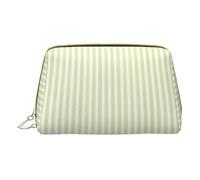 Borsa per il trucco in pelle con stampa spiaggia di acqua di mare trasparente, borsa per il trucco per la borsa, borsa cosmetica, borsa da bagno per le donne, Strisce verdi classiche, One Size