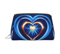 Borsa per il trucco in pelle con stampa turchese brillante per borsetta, borsa cosmetica, borsa da toilette per donna, cuore azzurro cielo, One Size, cuore azzurro cielo, One Size, Cuore Blu Cielo