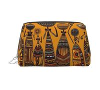 Borsa per il trucco in pelle creativa cultura africana borsa cosmetica impermeabile organizer piccolo trucco con cerniera sacchetto portatile da viaggio borsa da toilette per donne ragazze, Argento