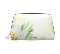 Borsa per il trucco in pelle da donna per borsa alla moda borsa cosmetica durevole portatile da viaggio borsa da toilette da donna ragazze carino borse da bagno/fiore rosa rossa, Tulipani bianchi