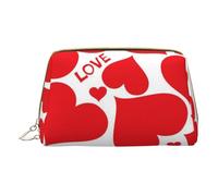 Borsa per il trucco in pelle da donna per borsa alla moda borsa cosmetica durevole portatile da viaggio borsa da toilette da donna ragazze carino borse per lavaggio/funghi rossi, Cuore d'amore, Taglia