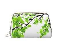 Borsa per il trucco in pelle da donna per borsa alla moda borsa cosmetica durevole portatile da viaggio borsa da toilette da donna ragazze carino borse per lavaggio/romantico cuore rosso, Foglia verde